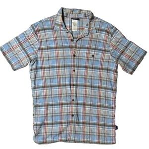 Patagonia Men’s Short Sleeve Shirt Plaid Button Down Organic Cotton size Large